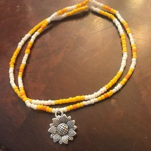Sunflower Seed bead anklet set of 2